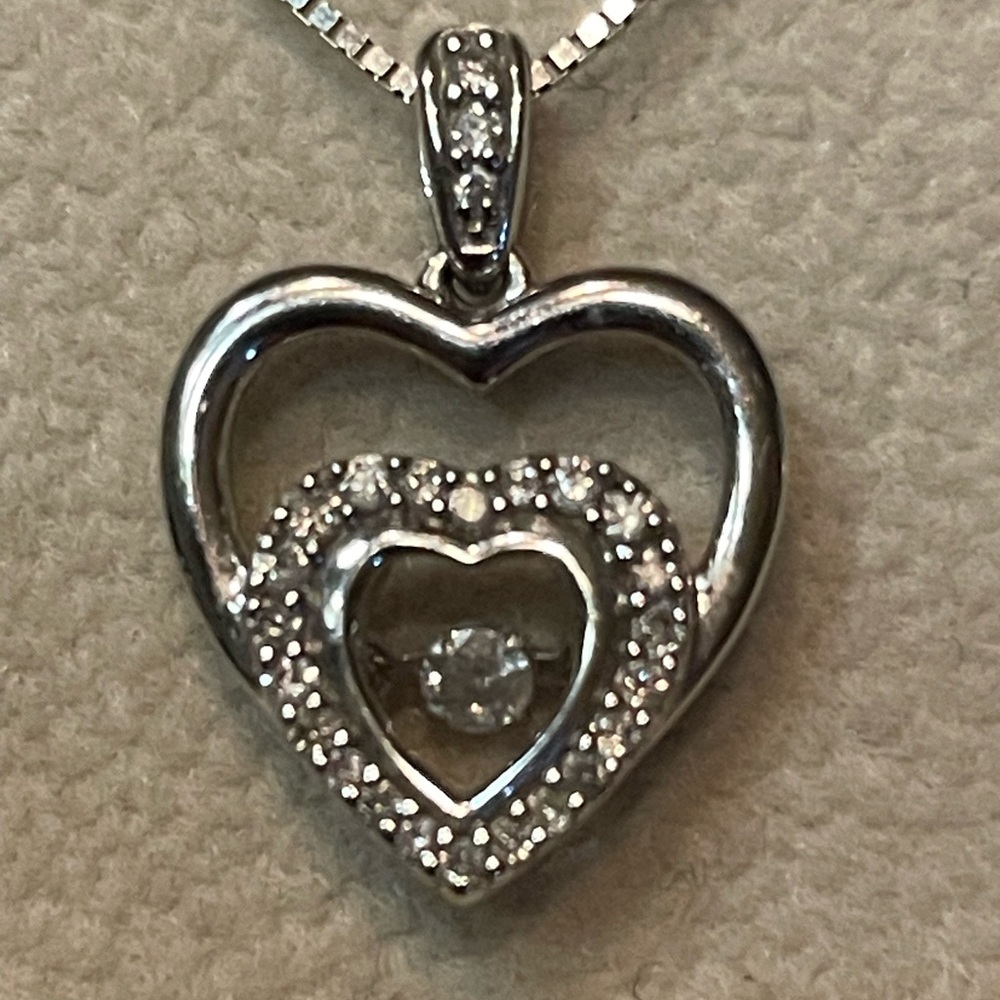 Kessler’s Shimmer Diamond 16” necklace l, Midas-Turkey white gold chain.